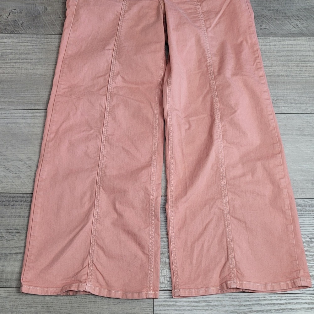 🌸Anthropologie Maeve Jeans Women 31 Peach Delaney Wide Leg High Rise Clean-Seam - Picture 3 of 16